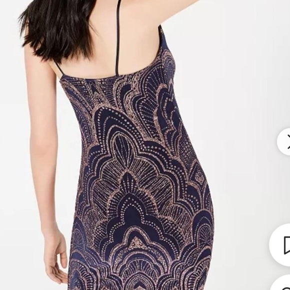 Jump' Glitter Bodycon dress -print Women Junior Party stretch mini blue M - Picture 4 of 9